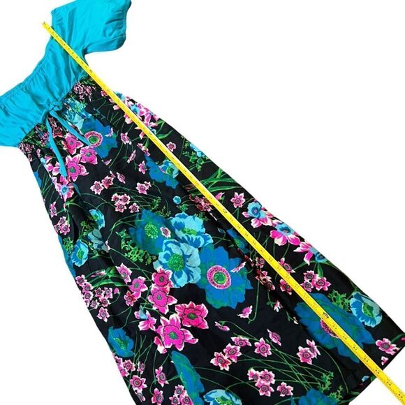 Vintage 1960's Psychedelic Neon Flower Maxi Dress. - Picture 13 of 14
